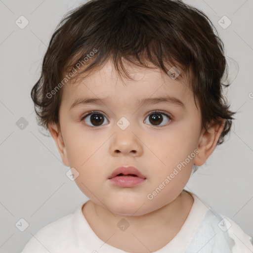 Neutral white child male with short  brown hair and brown eyes