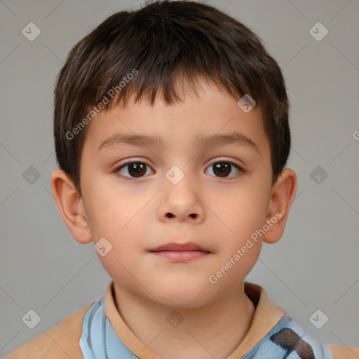 Neutral white child male with short  brown hair and brown eyes