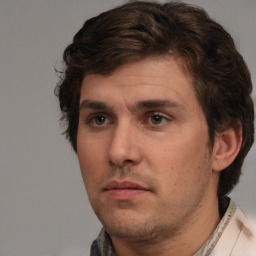 Neutral white adult male with short  brown hair and brown eyes