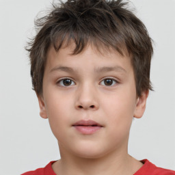 Neutral white child male with short  brown hair and brown eyes