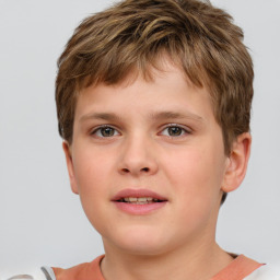 Neutral white child male with short  brown hair and brown eyes