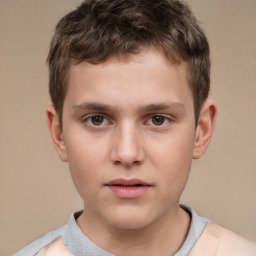 Neutral white child male with short  brown hair and brown eyes