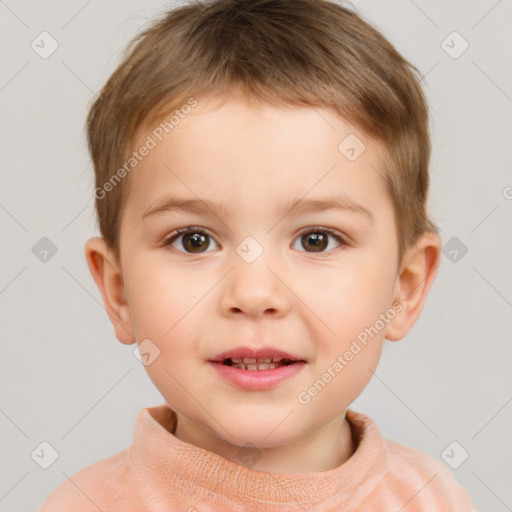 Neutral white child male with short  brown hair and brown eyes