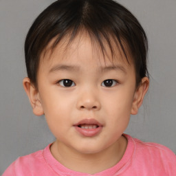 Neutral white child female with short  brown hair and brown eyes