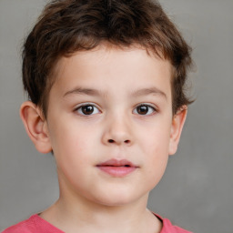 Neutral white child male with short  brown hair and brown eyes