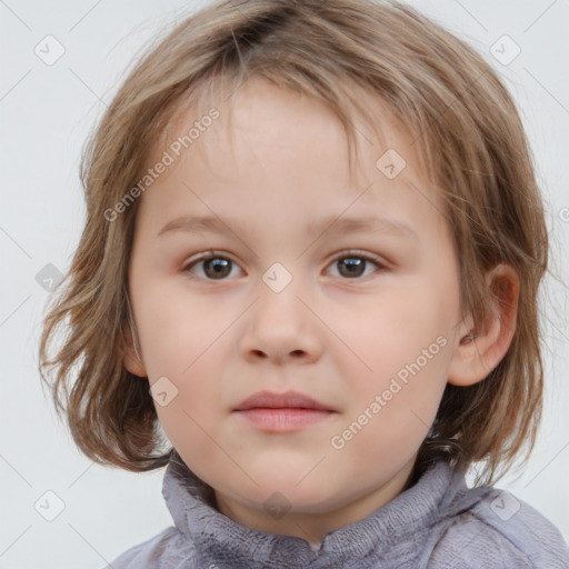 Neutral white child female with medium  brown hair and brown eyes