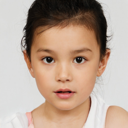 Neutral white child female with short  brown hair and brown eyes