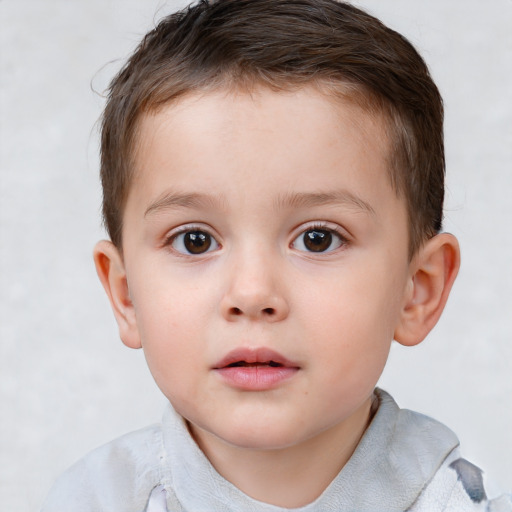 Neutral white child male with short  brown hair and brown eyes