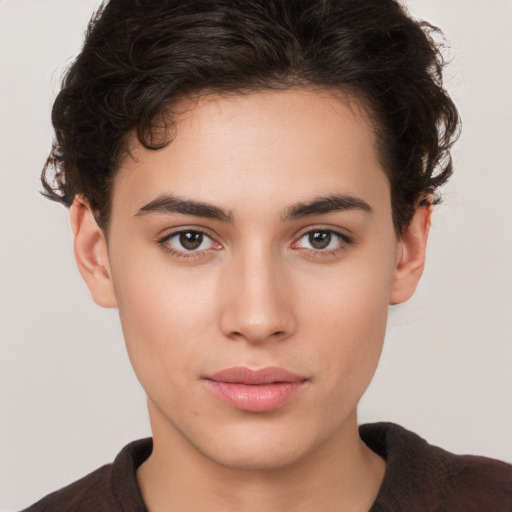 Neutral white young-adult male with medium  brown hair and brown eyes