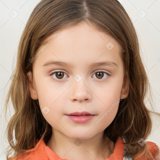 Neutral white child female with medium  brown hair and brown eyes