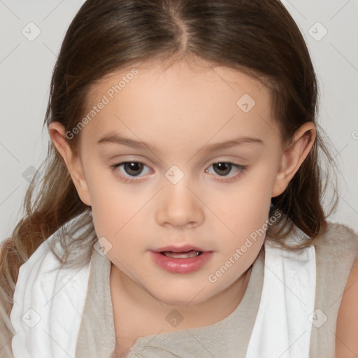 Neutral white child female with medium  brown hair and brown eyes