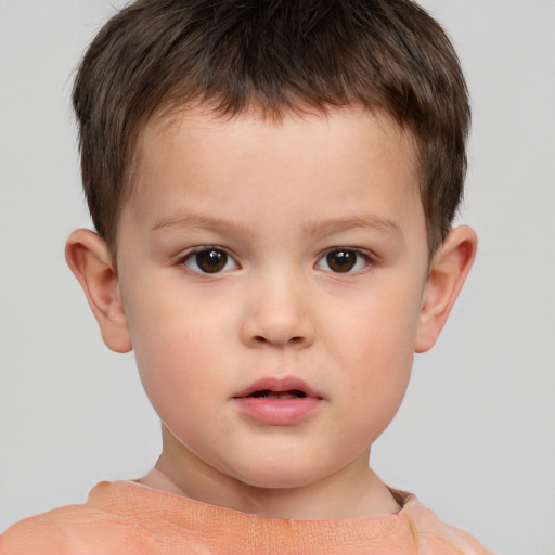 Neutral white child male with short  brown hair and brown eyes