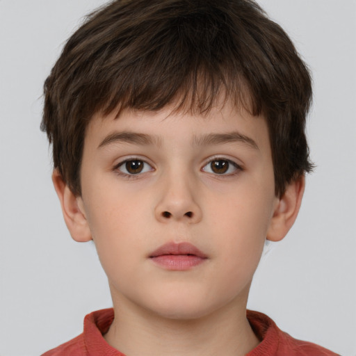 Neutral white child male with short  brown hair and brown eyes