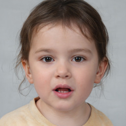 Neutral white child female with medium  brown hair and brown eyes