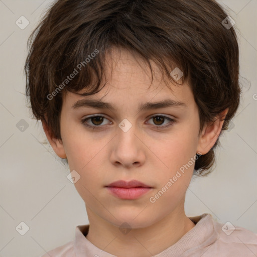 Neutral white child female with medium  brown hair and brown eyes