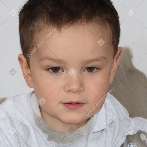 Neutral white child female with short  brown hair and brown eyes