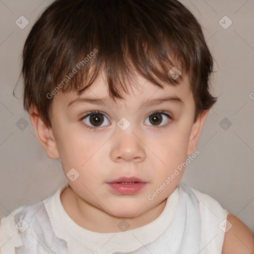 Neutral white child female with short  brown hair and brown eyes