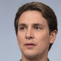 Neutral white adult male with short  brown hair and brown eyes