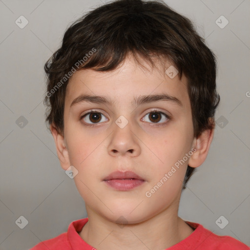 Neutral white child female with short  brown hair and brown eyes