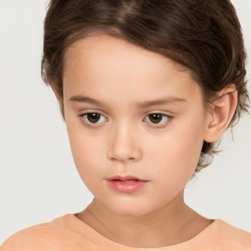 Neutral white child female with medium  brown hair and brown eyes