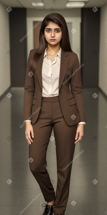 Pakistani young adult female with  brown hair