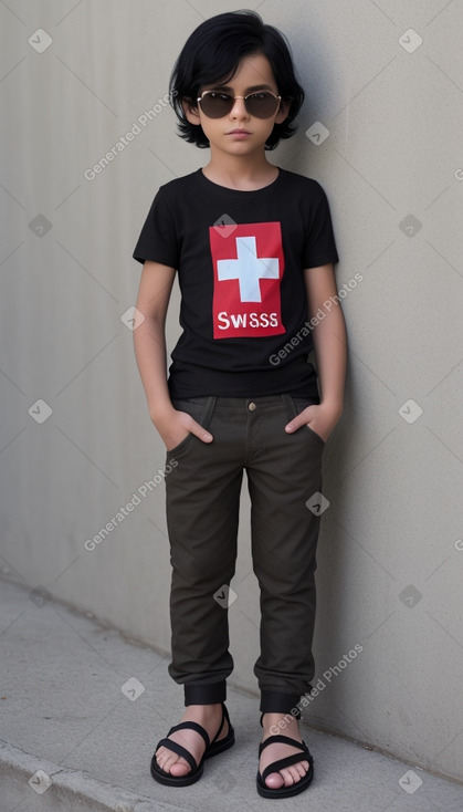 Swiss child boy with  black hair