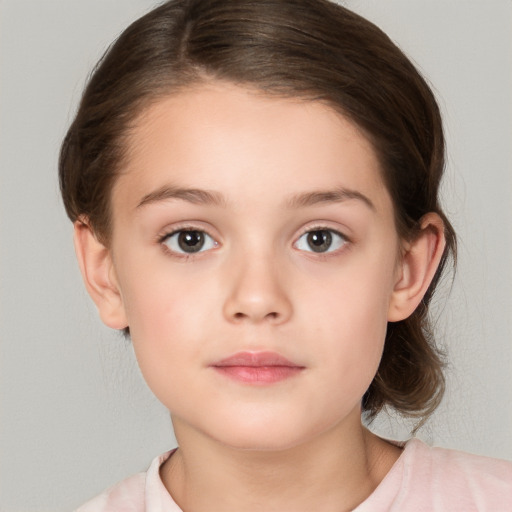 Neutral white child female with medium  brown hair and brown eyes