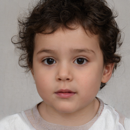 Neutral white child male with medium  brown hair and brown eyes