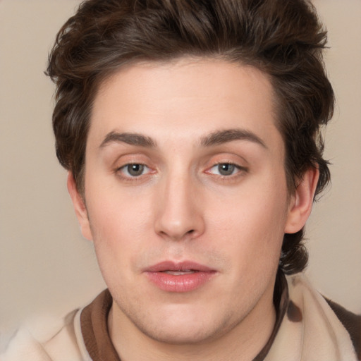 Neutral white young-adult male with medium  brown hair and brown eyes