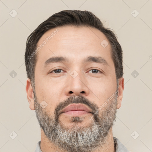 Neutral white adult male with short  brown hair and brown eyes