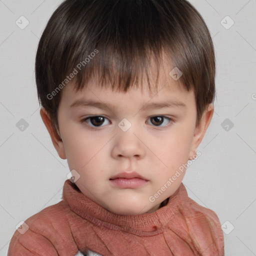 Neutral white child male with short  brown hair and brown eyes