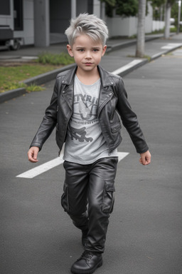 New zealand child boy with  gray hair