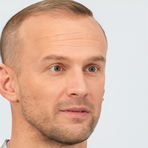 Neutral white adult male with short  brown hair and brown eyes