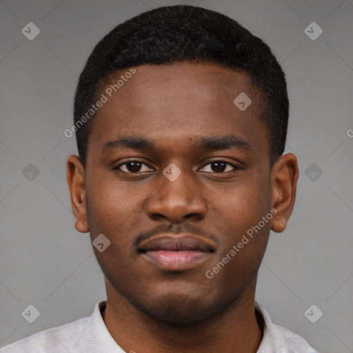 Neutral black young-adult male with short  brown hair and brown eyes