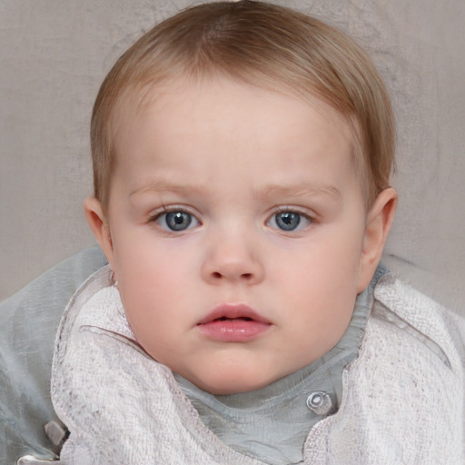 Neutral white child female with short  brown hair and blue eyes