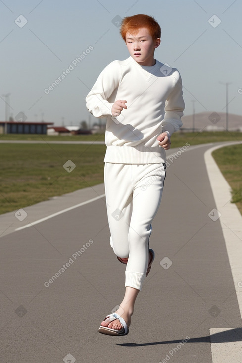 Mongolian teenager boy with  ginger hair