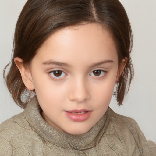 Neutral white child female with medium  brown hair and brown eyes