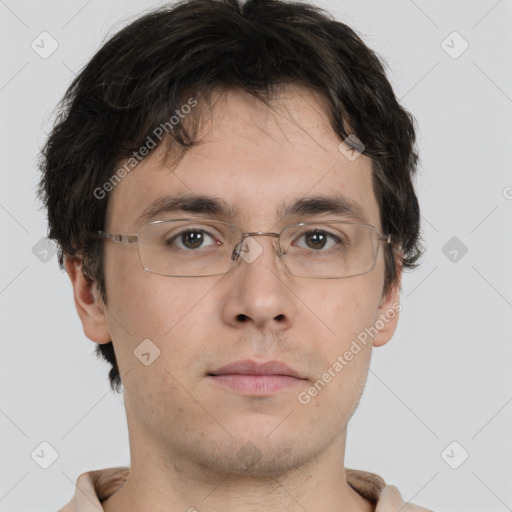 Neutral white adult male with short  brown hair and brown eyes