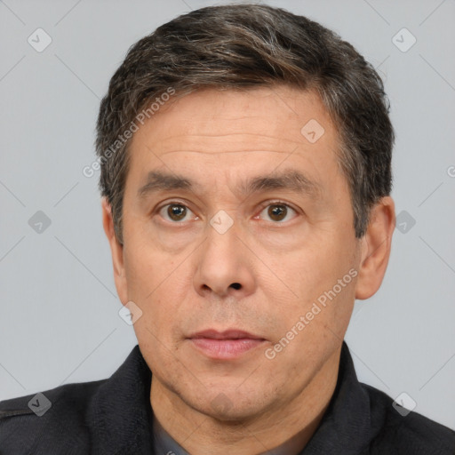 Neutral white adult male with short  brown hair and brown eyes