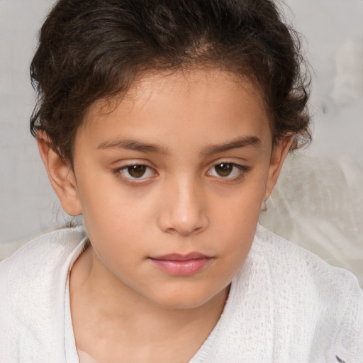 Neutral white child female with medium  brown hair and brown eyes