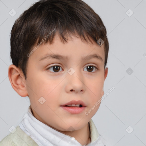 Neutral white child male with short  brown hair and brown eyes