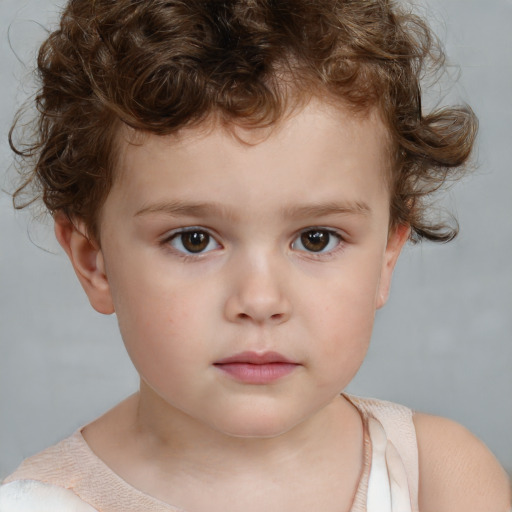 Neutral white child male with short  brown hair and brown eyes