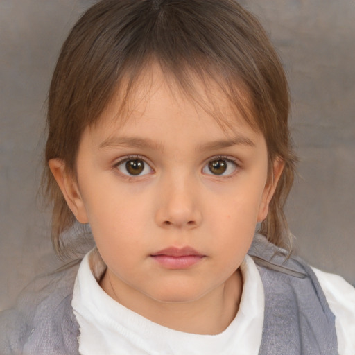 Neutral white child female with medium  brown hair and brown eyes