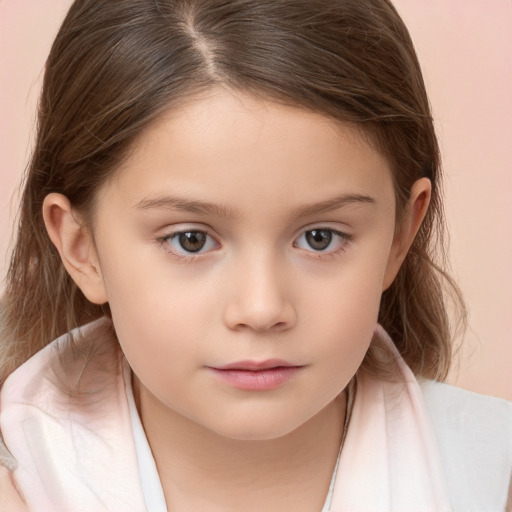 Neutral white child female with medium  brown hair and brown eyes