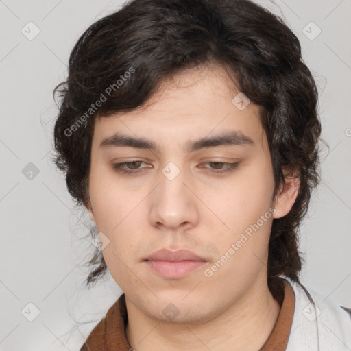 Neutral white young-adult male with medium  brown hair and brown eyes