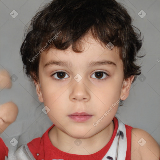 Neutral white child male with short  brown hair and brown eyes