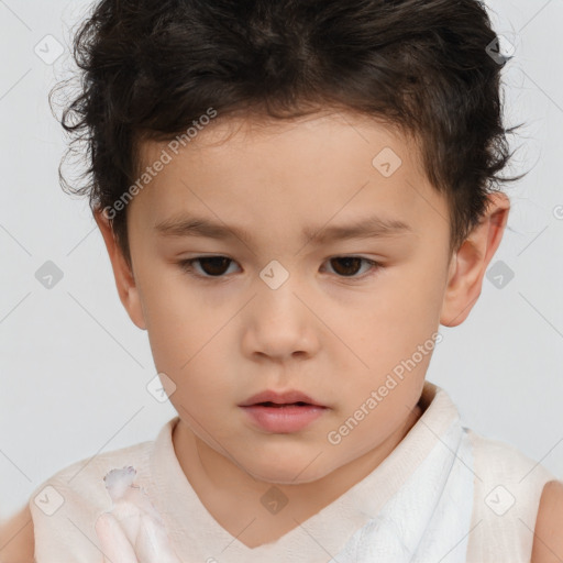 Neutral white child male with short  brown hair and brown eyes