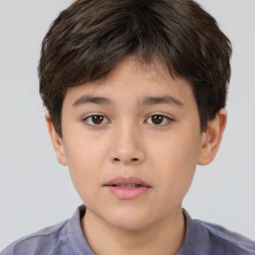 Neutral white child male with short  brown hair and brown eyes