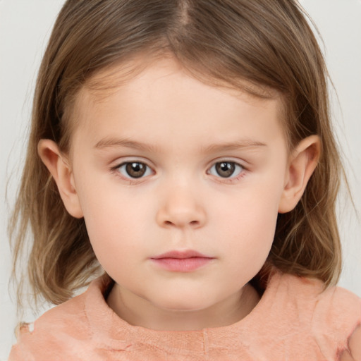 Neutral white child female with medium  brown hair and brown eyes