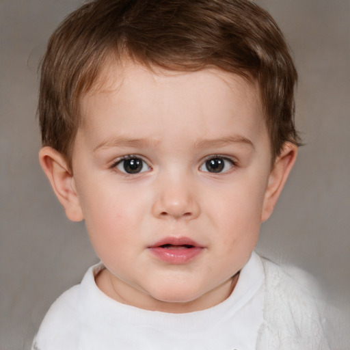 Neutral white child male with short  brown hair and brown eyes